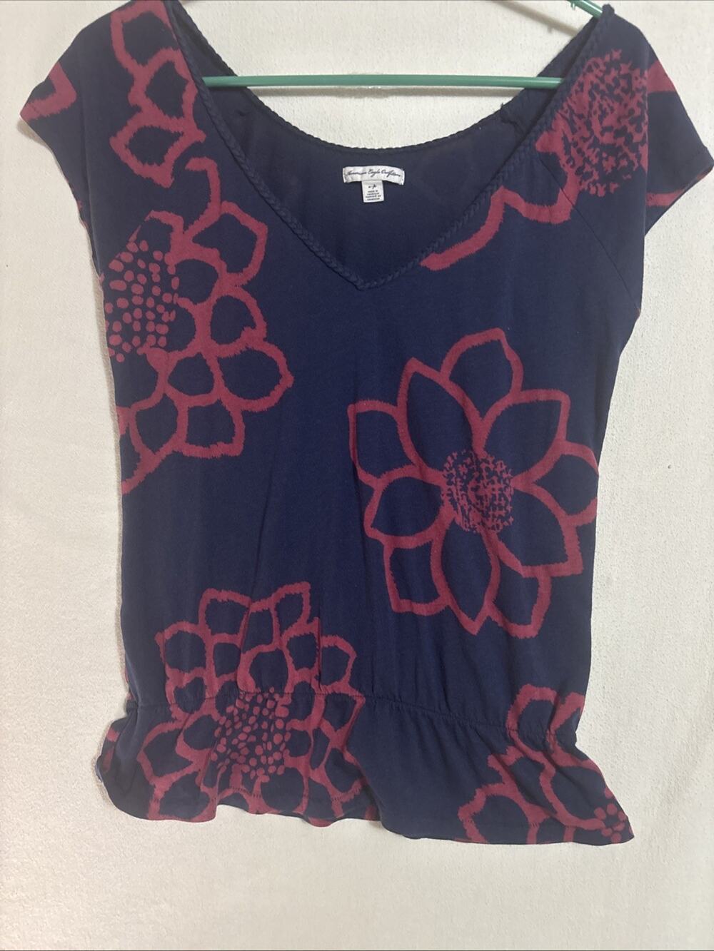 American Eagle Outfitters Floral Print Cap Sleeve Top Vintage 90s Size Large